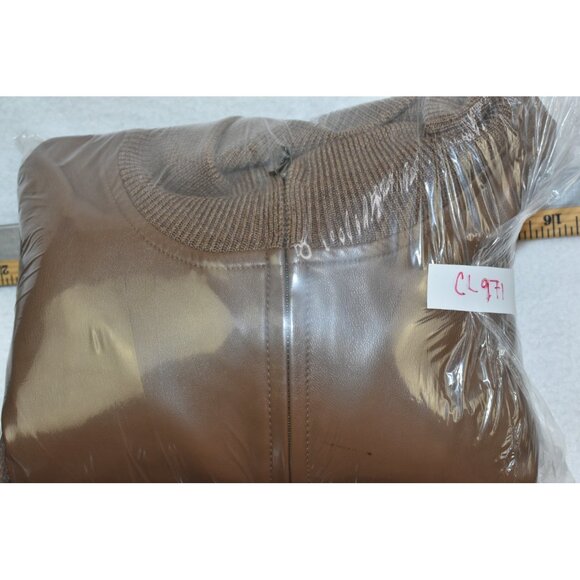 Pendleton Women 3X Brown Leather & Merino Wool Sweater Jacket Full Zip VTG Flaws - Picture 13 of 13